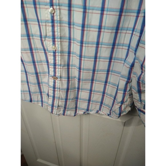 tommy hilfiger Long Sleeve White Blue Red Plaid Pocket Button Shirt. Size L - Picture 8 of 10
